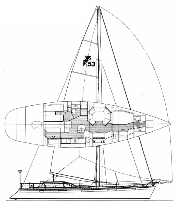 Bougainvillaea 54 sailboat under sail