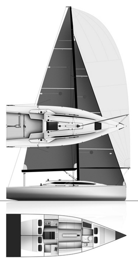 Ker 33 sailboat under sail