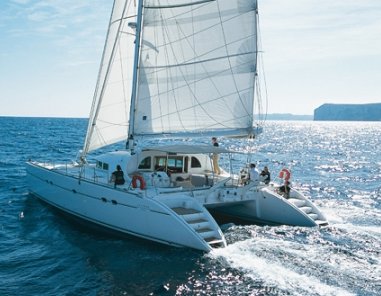 Lagoon 570 sailboat under sail