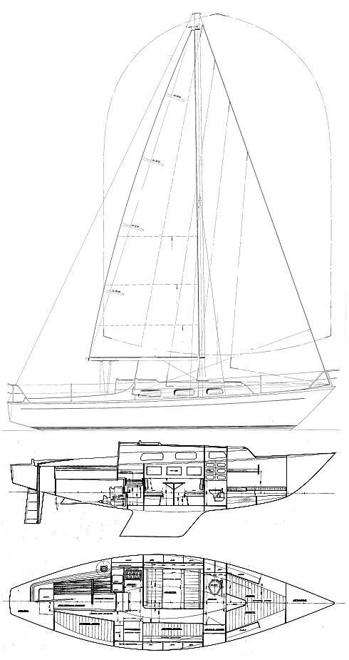 Legend 34 sailboat under sail