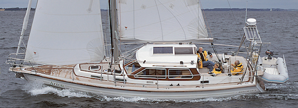 Sirius 38ds sailboat under sail