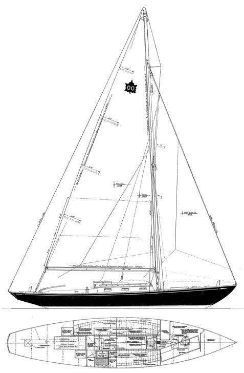 Maple leaf one design sailboat under sail