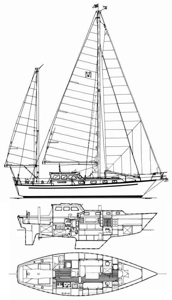 Mariner 38 pilot house sailboat under sail