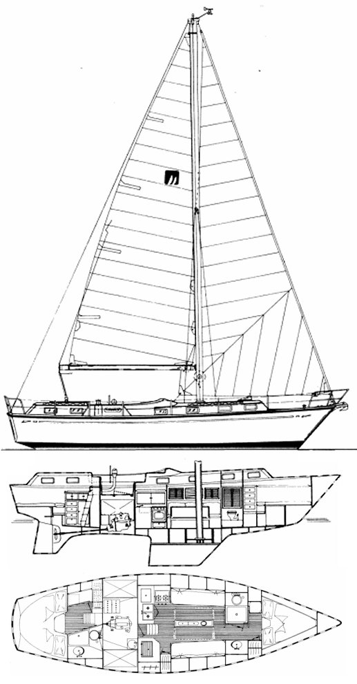 Mariner 39 berry white sailboat under sail