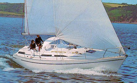 Moody 346 sailboat under sail