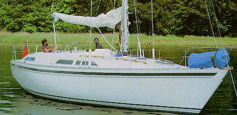 Moody 37 sailboat under sail