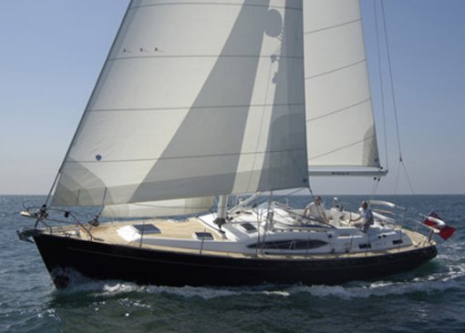 Moody 49 sailboat under sail