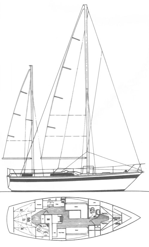 Grenadier 119 moody sailboat under sail