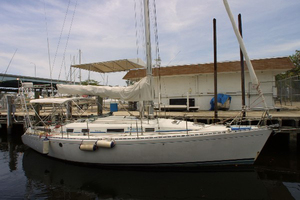 Moorings 38 sailboat under sail