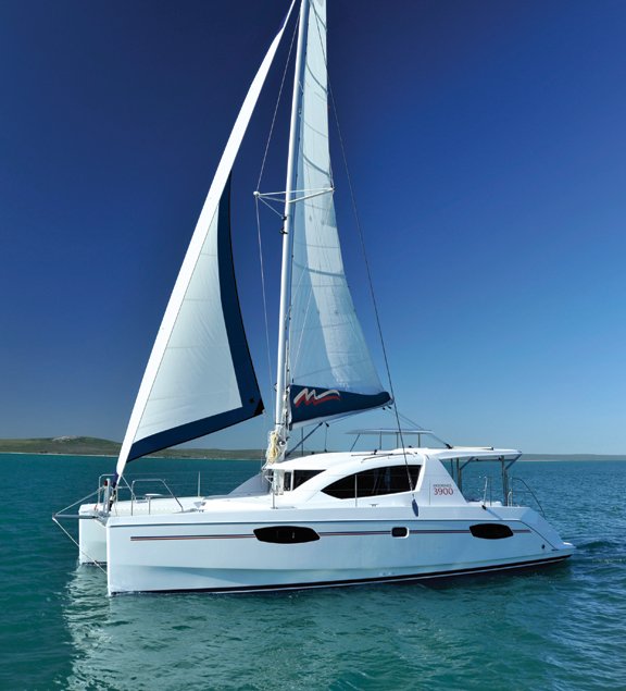 Moorings 3900 sailboat under sail