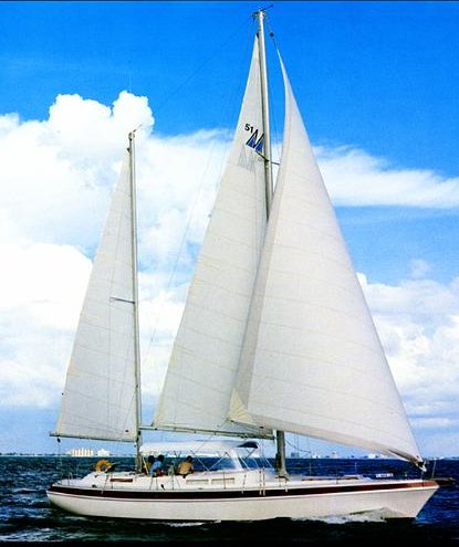 Morgan out island 51 sailboat under sail