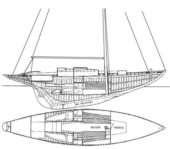 Mystery class clark sailboat under sail