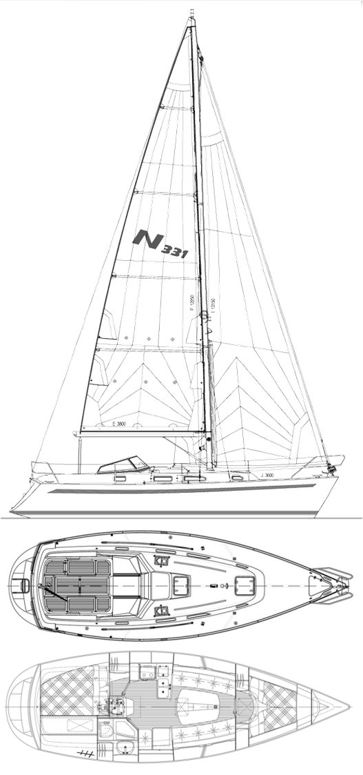 Najad 331332 sailboat under sail