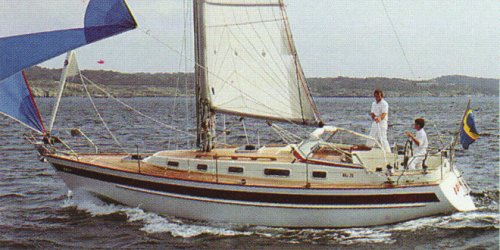 Najad 340 sailboat under sail