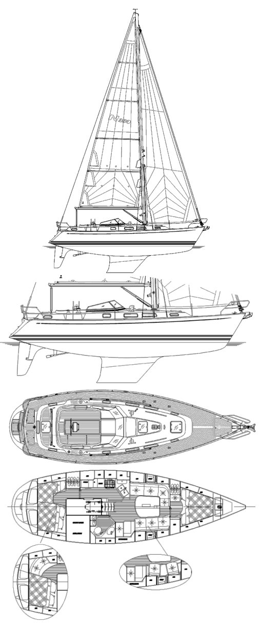 Najad 380 sailboat under sail