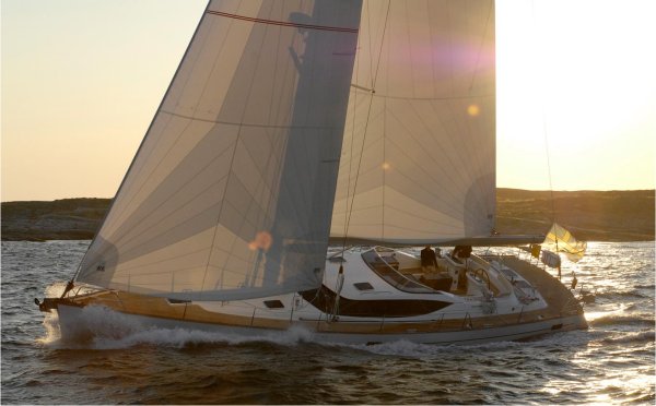 Najad 570 sailboat under sail