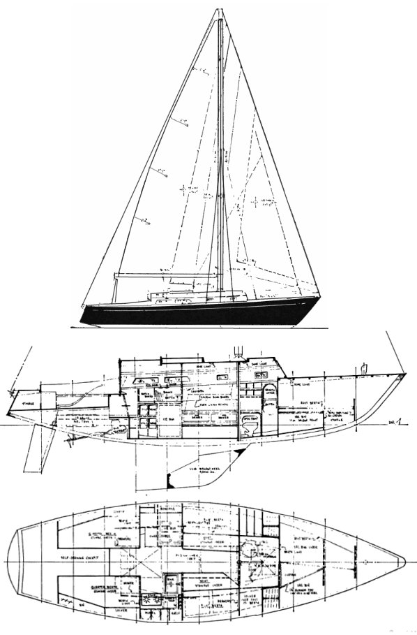 Nantucket 33 sailboat under sail