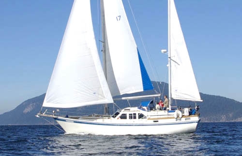 Nauticat 43 sailboat under sail