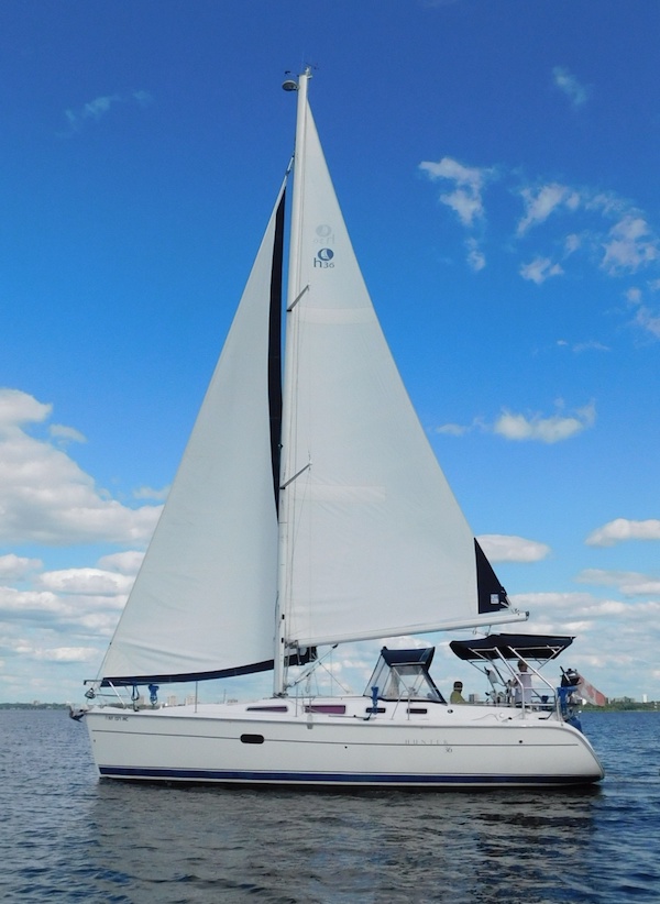 Hunter 36 legend sailboat under sail