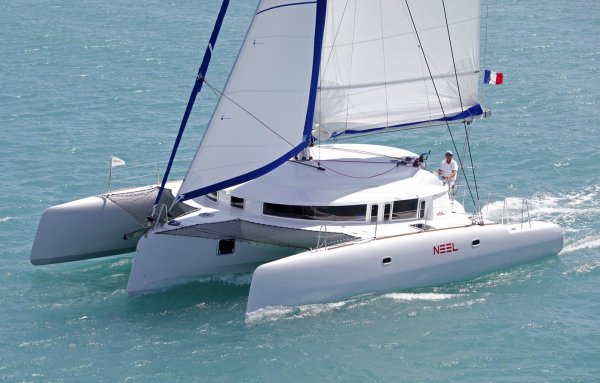 Neel 45 sailboat under sail