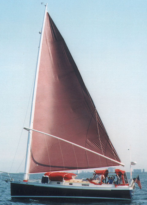 Nonsuch 33 sailboat under sail