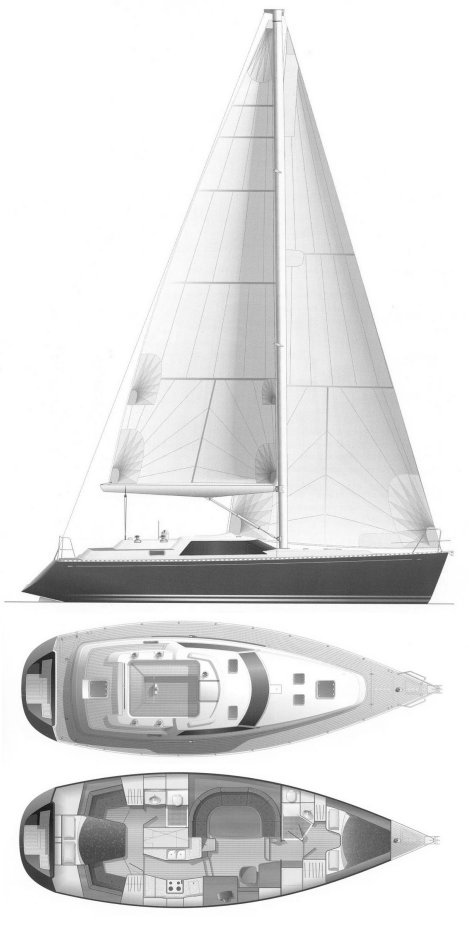 North wind 43 ds sailboat under sail
