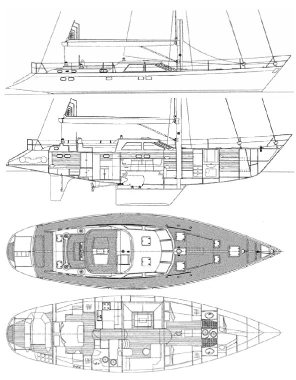 North wind 62 sailboat under sail
