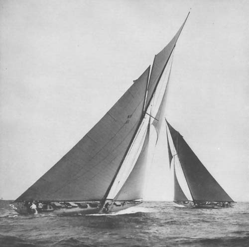 New york yacht club 50 sailboat under sail