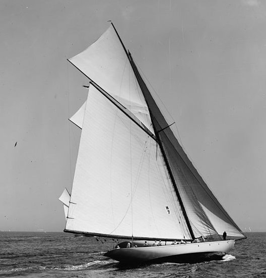 New york yacht club 70 sailboat under sail