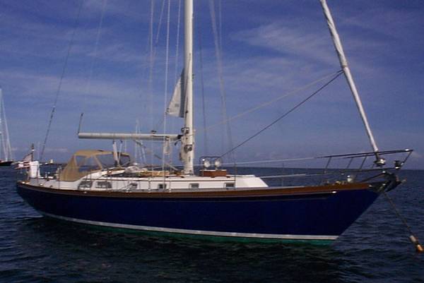 Ocean cruising 42 sailboat under sail