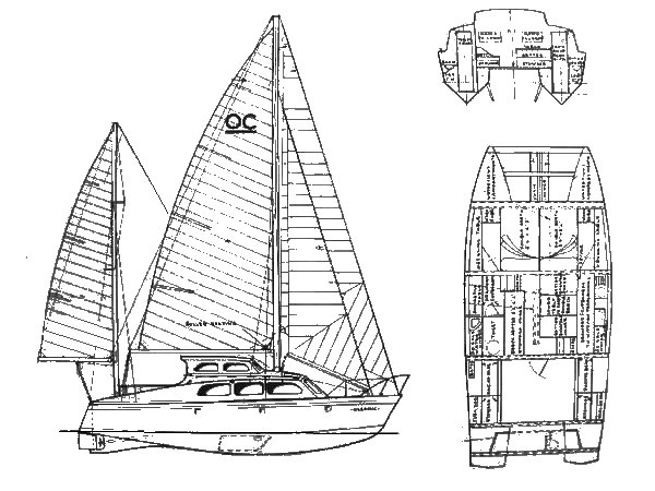 Oceanic 30 sailboat under sail
