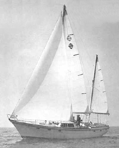 Offshore 44 cheoy lee sailboat under sail