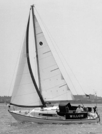 Offshore 8 meter sailboat under sail