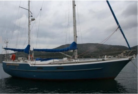 Olympic 42 sailboat under sail