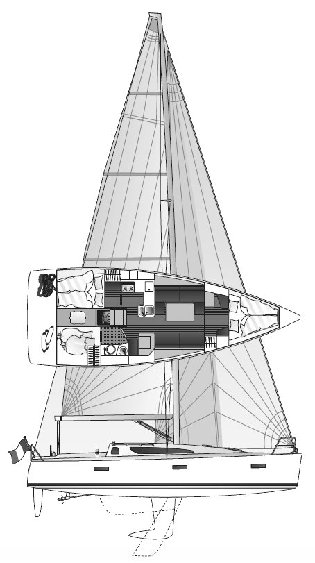 Opium 39 sailboat under sail