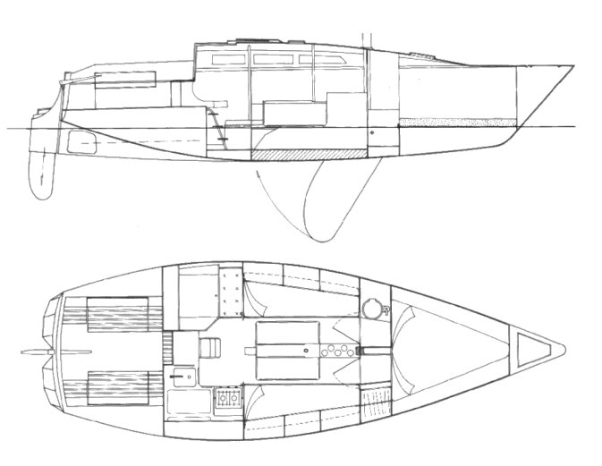Ovni 28 sailboat under sail