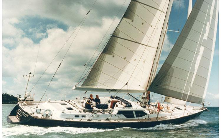 Oyster 70 sailboat under sail