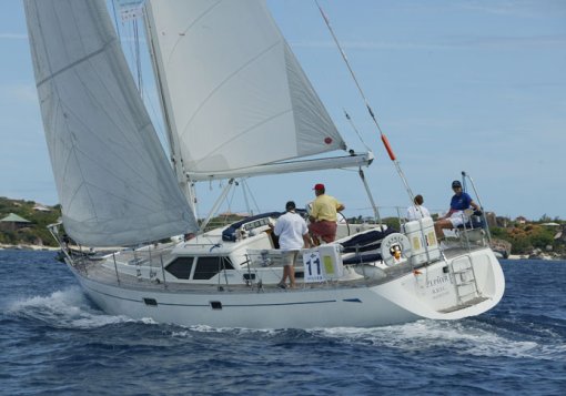 Oyster 45 sailboat under sail