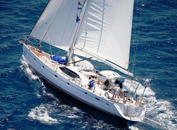 Oyster 62 sailboat under sail