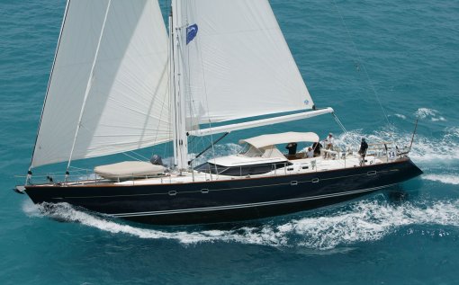 Oyster 82 sailboat under sail