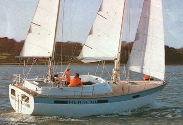 Oyster mariner 35 sailboat under sail