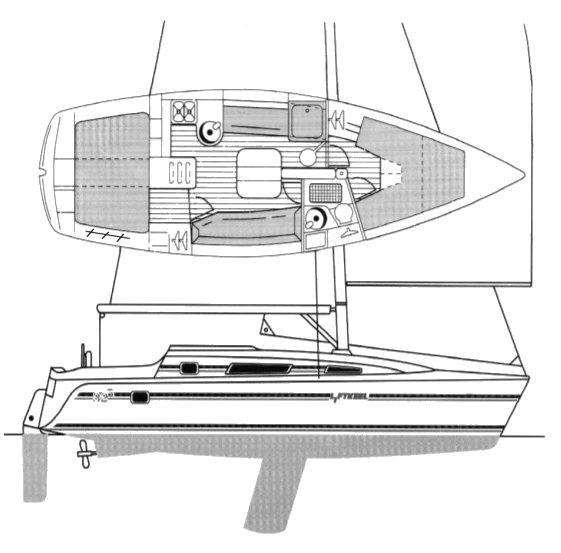 Parker 325 sailboat under sail