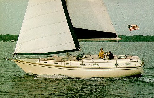 Pearson 385 sailboat under sail
