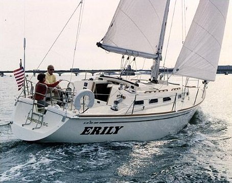 Pearson 38 sailboat under sail