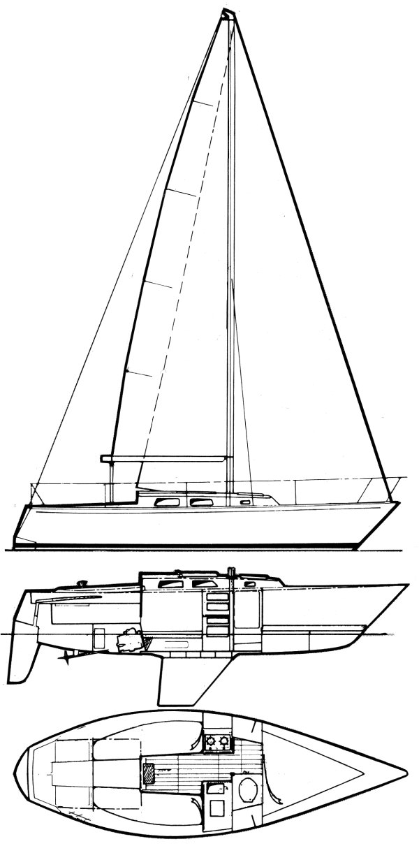 Peterson 25 14 ton sailboat under sail