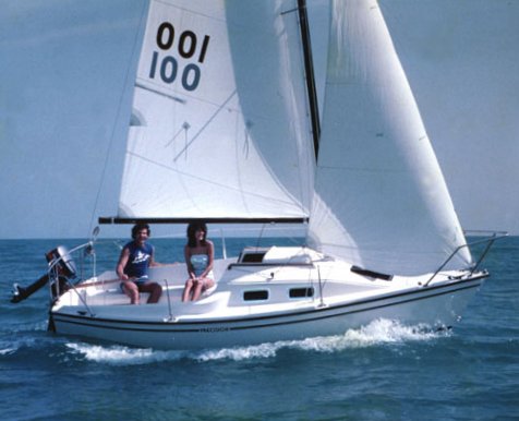 Precision 18 sailboat under sail
