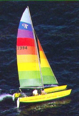 Prindle 18 sailboat under sail