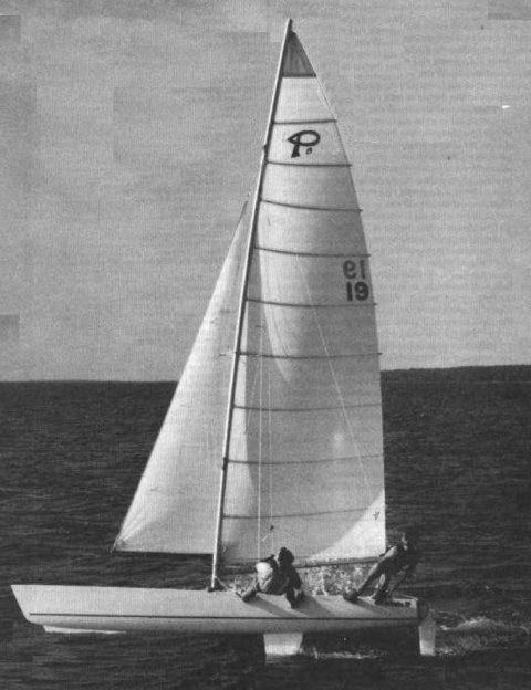 Prindle 19 sailboat under sail