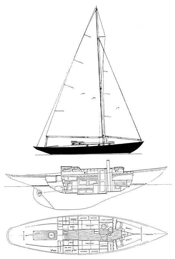 Rhodes 27 sailboat under sail