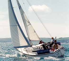Sadler 26 sailboat under sail